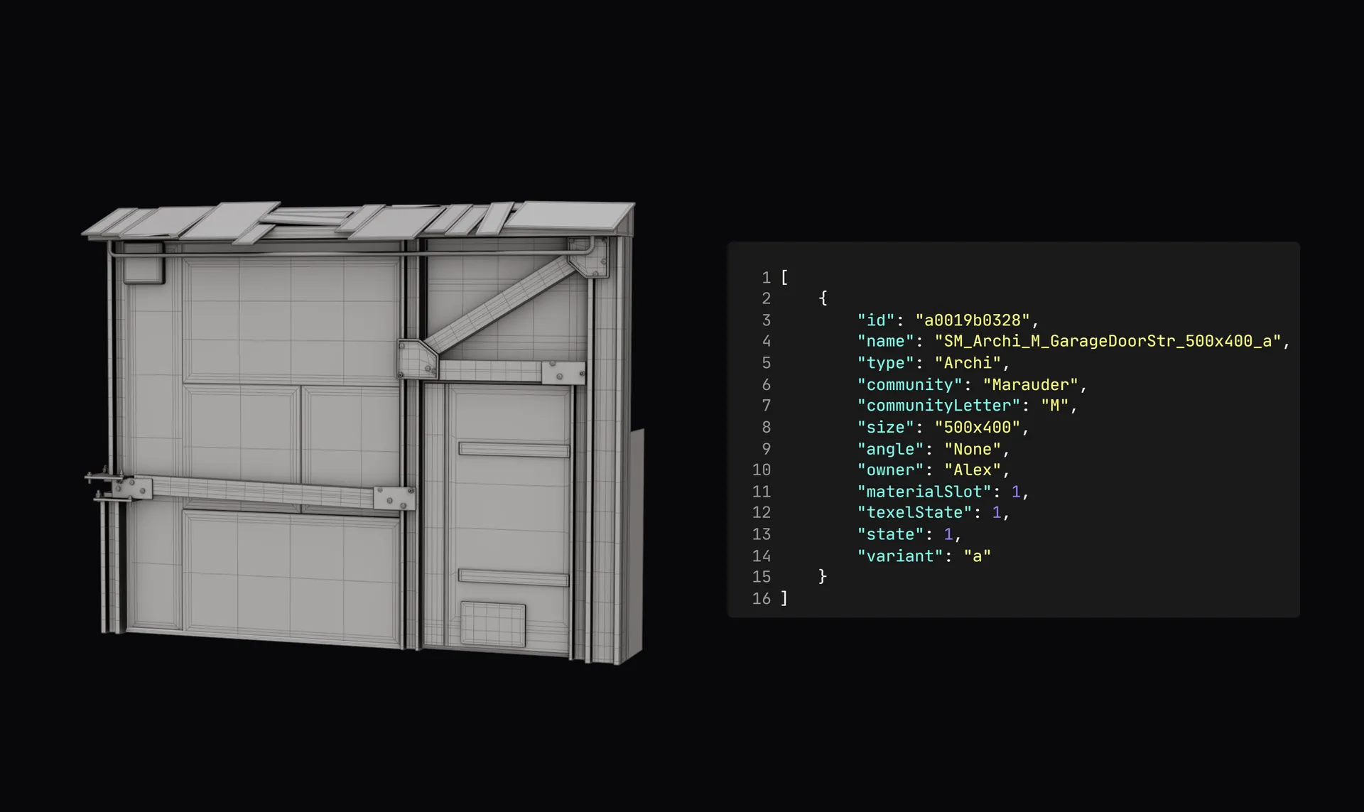 Houdini TOP network reading the Blender exporter drop folder: one work item per FBX + JSON pair